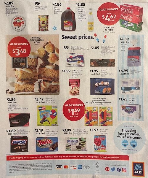 The bottom half of the back of the Aldi Sales Flyer for the week of June 20