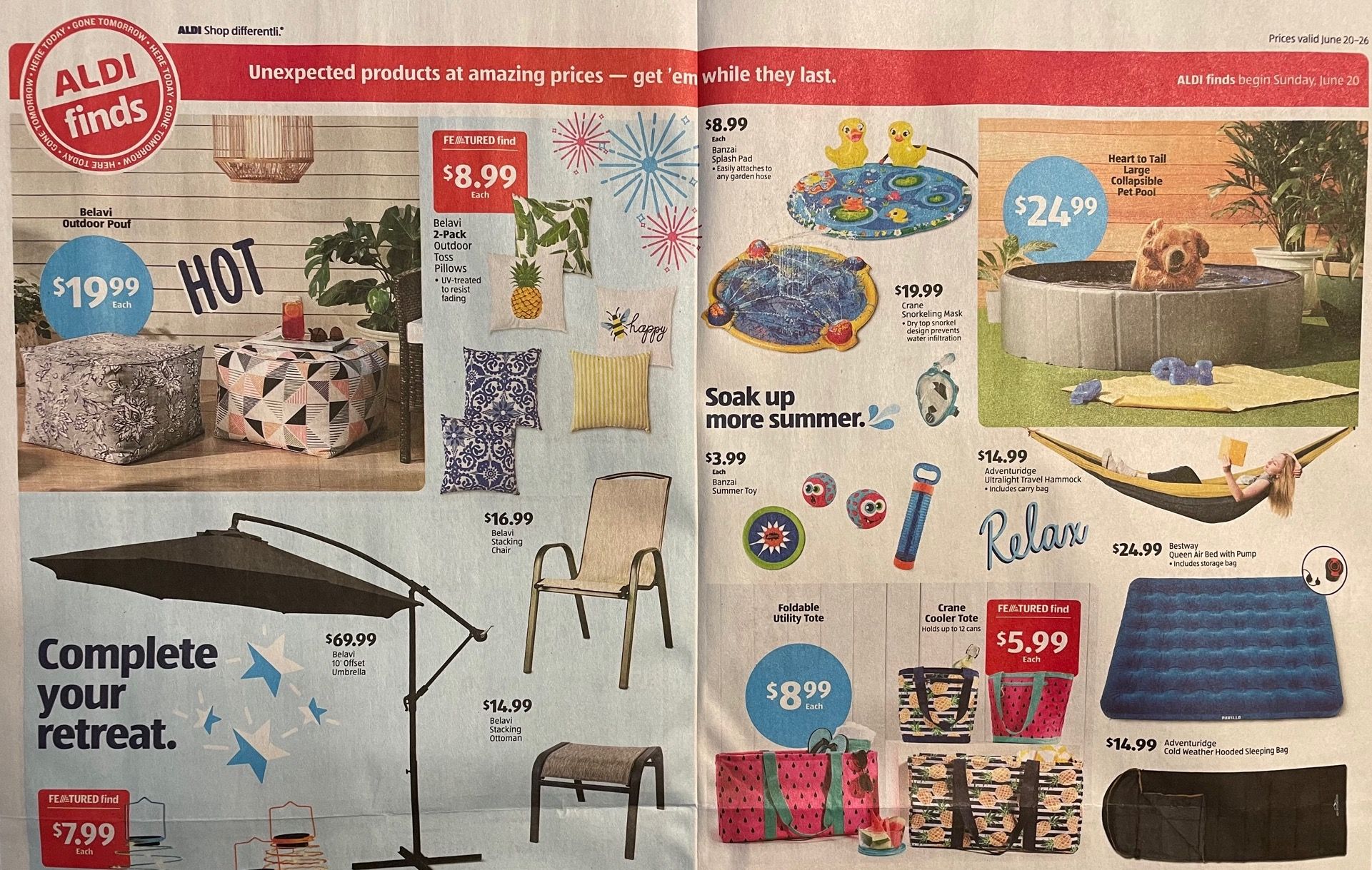 Inside top half of the Aldi Sales Flyer for the week of June 20