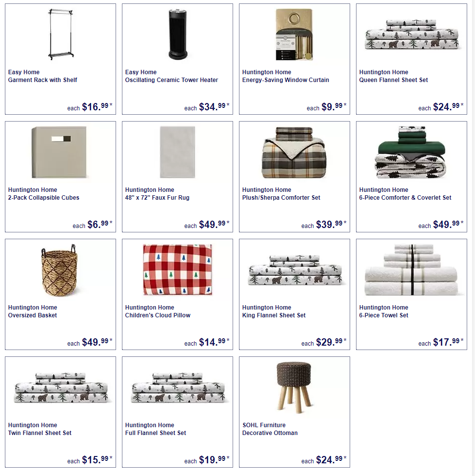 Home goods images, including flannel sheets