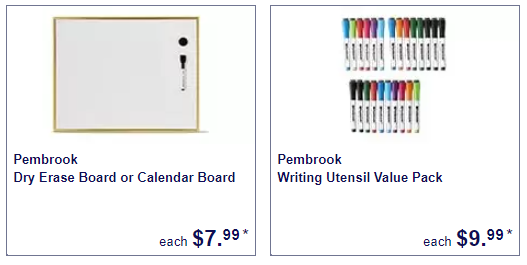 Writing Utensil Value Pack and Dry erase board at Aldi.