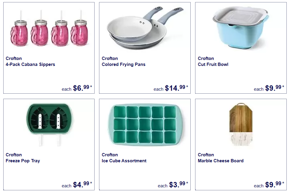 Frying pans, ice cube trays
