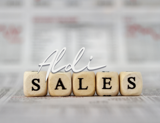 Aldi Sales with sales in letter blocks