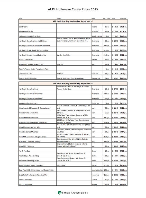 2023 Halloween Candy at Aldi Coming Soon